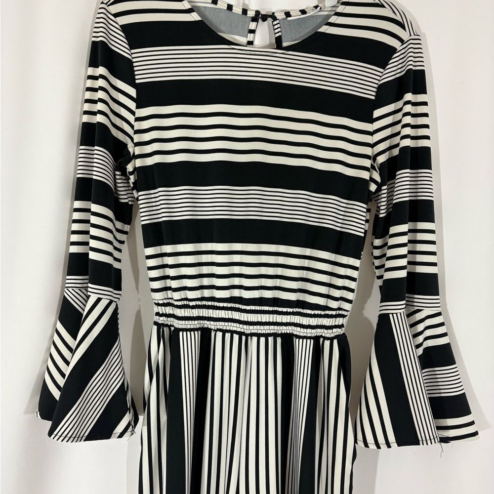 New York & Company Black and White Striped Wide Leg Jumpsuit